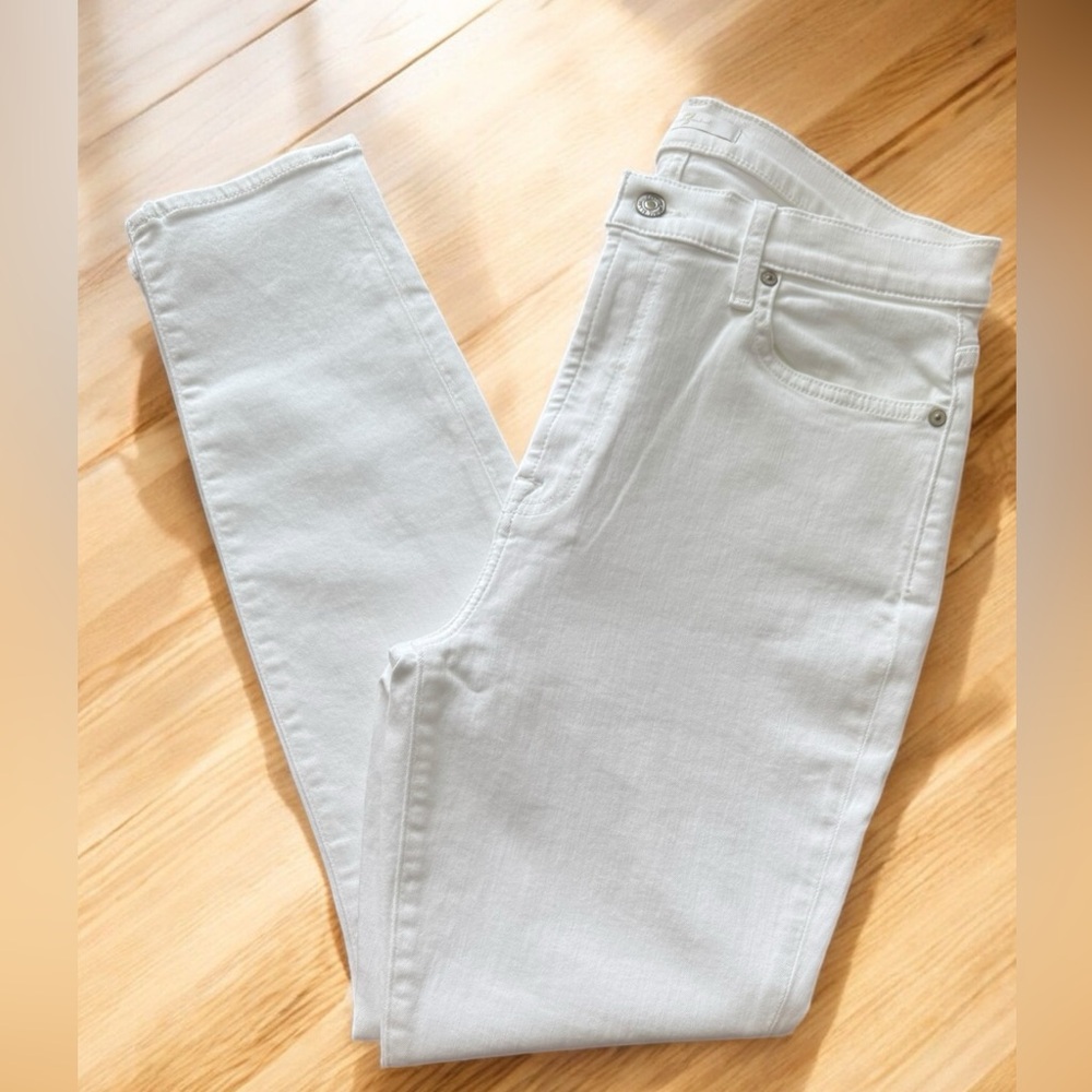 7 For All Mankind Women's White skinny Jeans with squiggle
